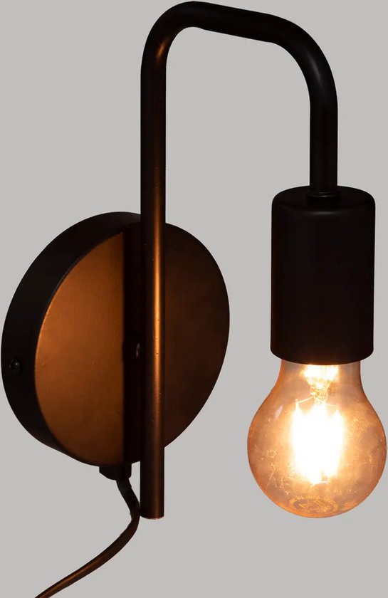 Atmosphera wandlamp zwart – metaal met E27-fitting, 12 x 25 cm – foto 2