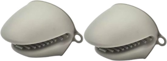 Kinghoff - 2-Delige - Siliconen Pannenlapset - Ovenhandschoen - Hittebestendige Pot Gripper - Antislip Siliconen - Geschikt voor Oven, Magnetron en Vriezer - 8,5 x 7,8 cm - Grijs