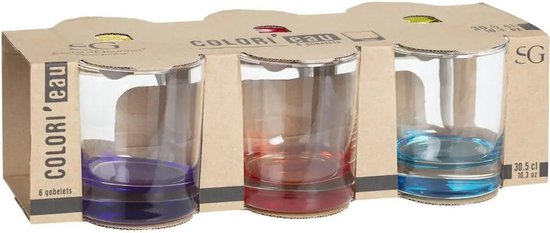 Secret de Gourmet tumbler glazen Coloris – set van 12 gekleurde glazen, 300 ml – foto 2