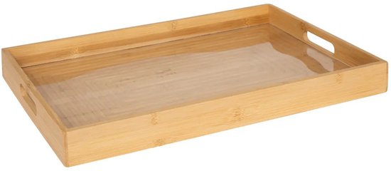 5Five dienblad van bamboe 46 x 30 cm – lichtbruin, met hoge rand van 4,5 cm