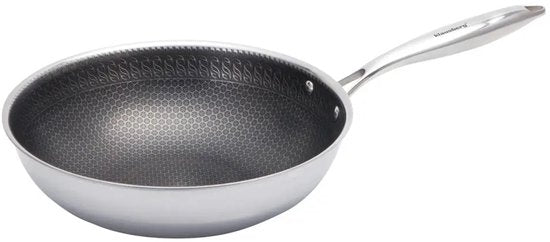 Klausberg 9024 wokpan 28 cm – 3-laags RVS, honingraat antiaanbaklaag