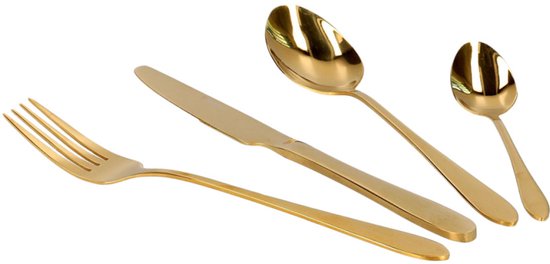 HOMLA - Abele Bestekset - 16-Delig Luxe Bestekset - Iridescent Cutlery Set - Modern Design Tafelbestek - Lepels, Vorken & Messen - RVS - Goud