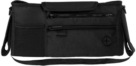 Sipo - Stroller Organizer - Stroller Accessories - Universal Stroller Bag - Multifunctional Stroller Organizer Bag with Compartments & Cup Holders - Shoulder Bag & Storage Bag - Water-repellent - 34 x 14 x 10 cm - Black