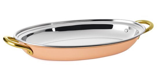 MPLCo - Serving Board - Luxury Tapas Board - Serving Dish - Steel & Copper Serving Pan with Handles - Serving Dish for Snacks, Appetizers & Desserts - 17 x 12 x 2.3 cm - Copper
