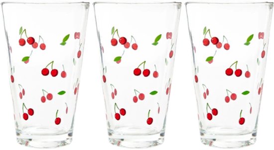Homla drinkglazen met kersen – set van 3 waterglazen, 300 ml