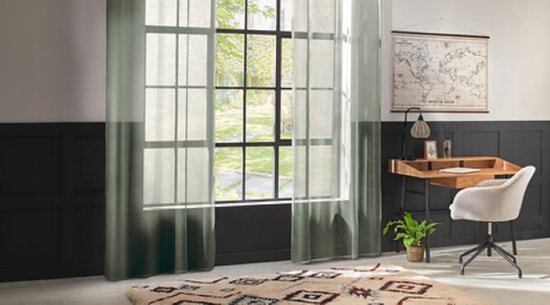 Moly vitrage gordijn celadon groen – lichtdoorlatend, 135 x 240 cm – foto 2