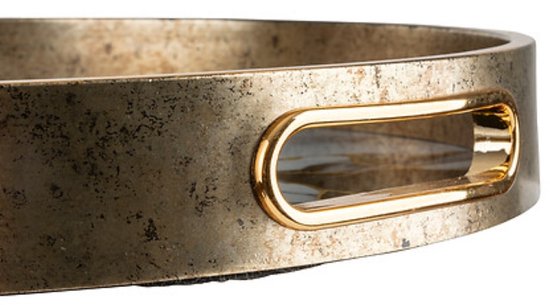 Atmosphera gouden dienbladen van glas – set van 2, rond, Ø 31,7 en 35 cm – foto 2