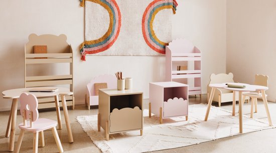 Table de chevet avec porte Atmosphera - 36x33x40cm - Rose