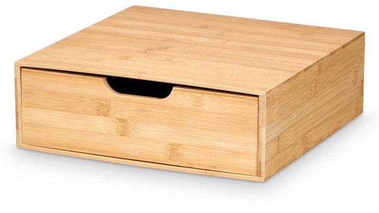Organisateur de tiroir en bambou - Boîte de rangement carrée - Bois durable - Organisateur pour cuisine, salle de bain et bureau - 30 x 30 x 10 cm - Bois naturel