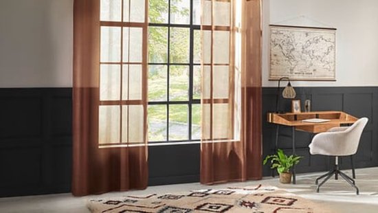Moly vitragegordijn terracotta – sheer gordijn van polyester, 135 x 240 cm – foto 2