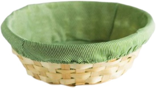 MPLCo ronde opbergmand van bamboe met groen deksel – Ø 25 x 7 cm