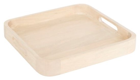 Plateau - Plateau de service - Planche de service - Plateau en bois de manguier - Plateau de service carré - Plateau décoratif pour le service, le café et la décoration intérieure - Adapté au contact alimentaire - Bois - 34,5 x 34,5 cm - Naturel