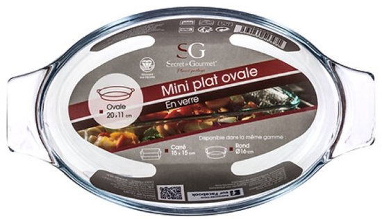 Mini ovenschaal ovaal, set van 2 – borosilicaatglas, 0,4 liter, 20 x 11 cm – foto 3