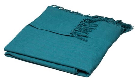 Anjali bedsprei blauw van rayon – sprei voor tweepersoonsbed, 230 x 250 cm
