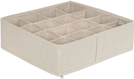 5Five Dressy+ kledingkast organizer met 16 vakken – opvouwbaar lademandje, beige – foto 2