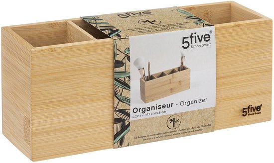 5Five make-up organizer 4 vakken bamboe – nagellakhouder, 22,5 x 10 x 7 cm