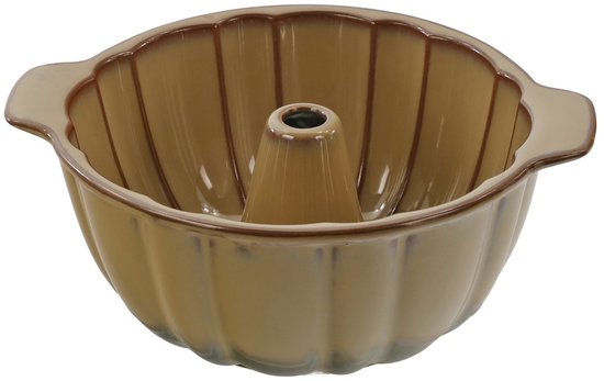 MPLCo keramische tulband bakvorm – Ø 28 cm, bruin met groene ombre