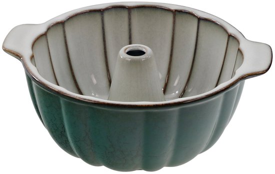 MPLCo - Tulband Bakvorm - Bakvorm - Cakevorm met Middenbuis - Oven, Magnetron & Vaatwasserbestendig - Ø28 x 8,5 cm - Groen & Grijs