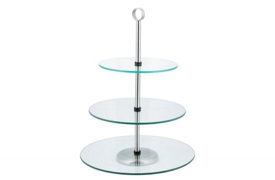 Kinghoff glazen taartplateau met 3 etages en grijpring – Ø 20, 25 en 30 cm – foto 5