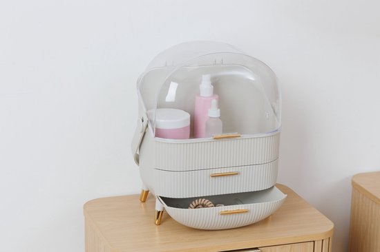 5Five Alba make-up organizer beige – lades, transparante klep en handvat – foto 2