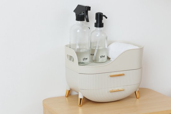 5Five Alba badkamer organizer met lades – beige met gouden accenten – foto 2