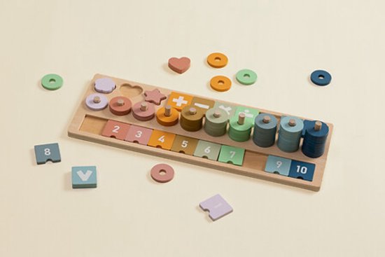 2-Piece Wooden Puzzle Set - Educational Children's Toy Wooden Puzzles - Mother & Baby 6-Piece Puzzle & Number Puzzle - Montessori Toy - Multicolor