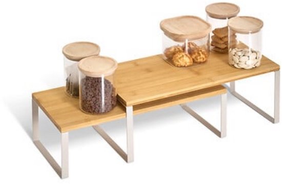 5five Ordera nestplanken, set van 2 – aanrechtorganizer van bamboe en staal