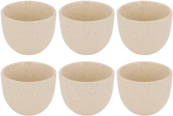 Espressokopjes faience, set van 6 – kleine koffiekopjes 100 ml, crème