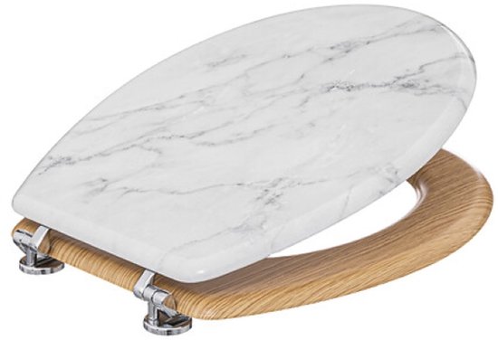 Léa toilet accessoires set – witte wc-bril van HDF met rechthoekige tray – foto 2