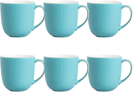 Homla koffiemok set van 6 – keramische theemok 350 ml, donkergroen