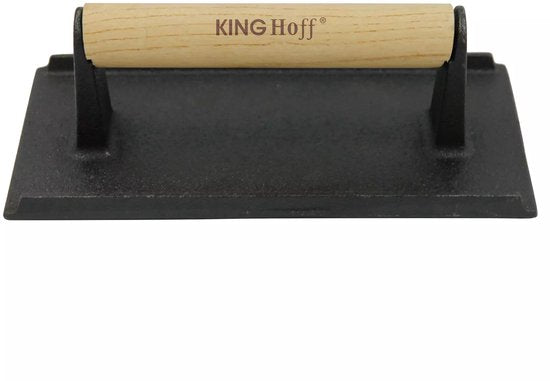 Kinghoff KH-1758 gietijzeren hamburgerpers – houten handgreep, 21 cm