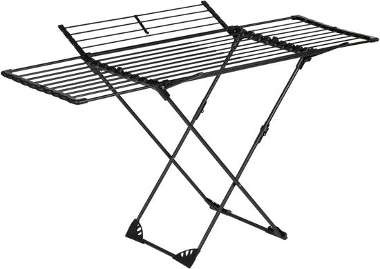 Séchoir pliable Kinghoff – Jusqu'à 20 kg – 108-180 cm – Noir