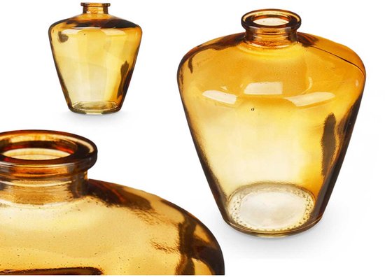 Amber glazen vaas 13 cm – decoratieve diamond glass jar, Ø 10,5 cm – foto 2