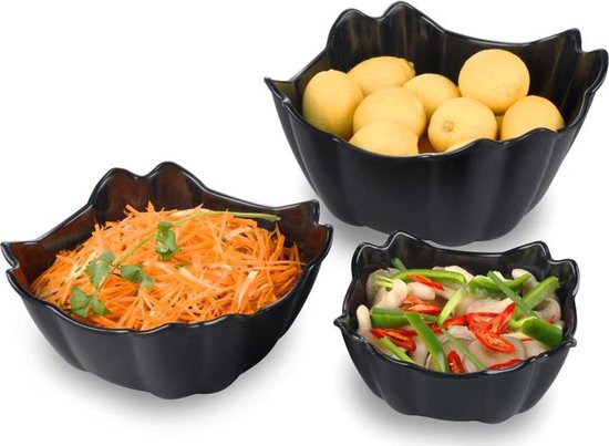 Melamine serveerschaal 25 cm – vierkante fruitschaal en broodmand, 10 cm hoog – foto 2