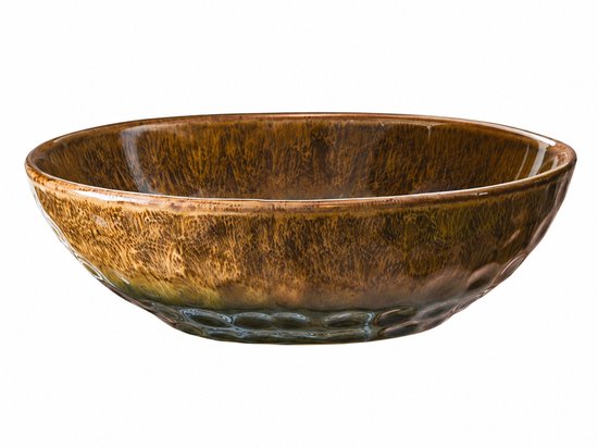 MPLCo - Bol en céramique - Plat de service - Bol de petit-déjeuner - Bol à soupe - Saladier - Résistant au lave-vaisselle - Convient au four et au micro-ondes - Forme organique - Céramique - 500 ml - Ø18 cm - Vert et marron