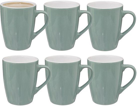 5Five Mugs à café Colorama - lot de 12 - Céramique - vert menthe - 380 ml - 9 x 11 cm