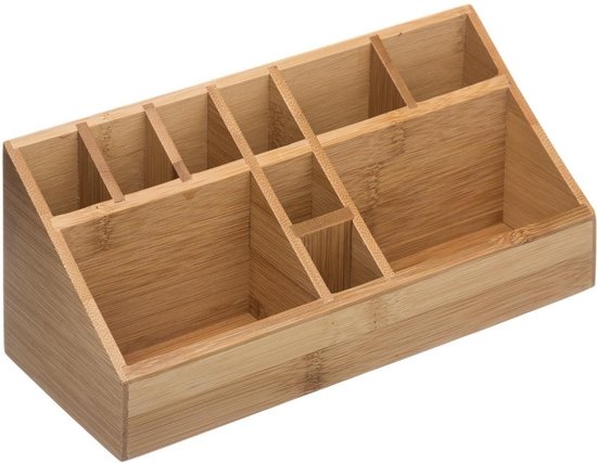 5Five make-up organizer van bamboe met 10 vakken – nagellakhouder, 23 x 9 cm