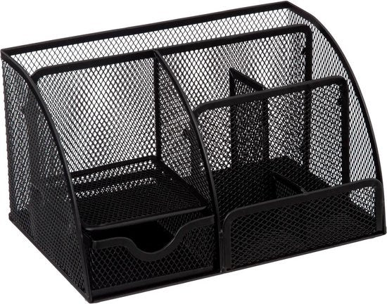 5Five bureau organizer van draadmetaal – zwarte pennenbak, 22 x 13 x 14 cm