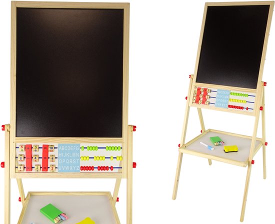 2-in-1 houten schoolbord – magnetisch whiteboard en krijtbord voor kinderen – foto 5