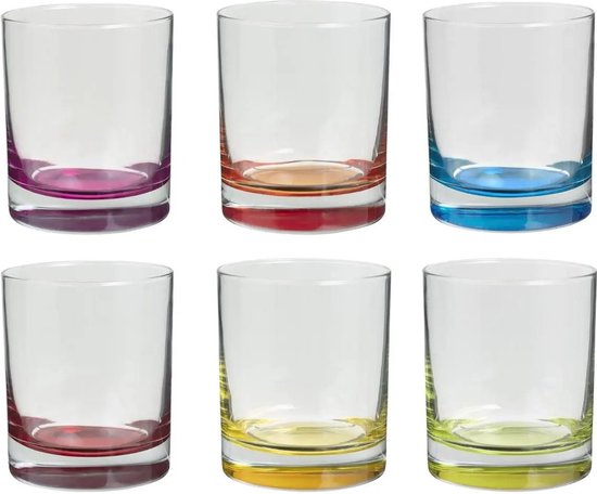 Secret de Gourmet tumbler glazen Coloris – set van 12 gekleurde glazen, 300 ml