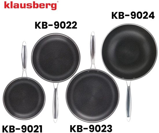 Klausberg 9022 - Poêle à frire, revêtement antiadhésif à structure en nid d'abeille - 24 cm - 3 couches - Acier inoxydable 304 - Sans PFOA