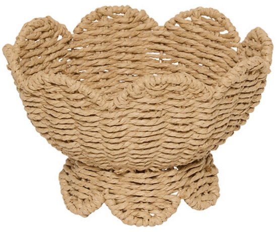 Decoratieve schaal met festoenrand van papier – beige, Ø 23,5 x 14 cm