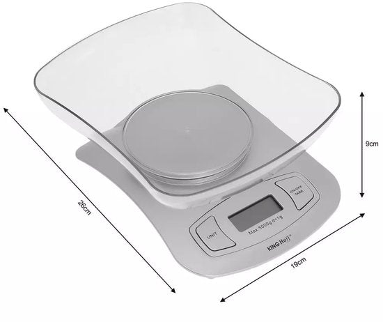 Kinghoff digitale keukenweegschaal tot 5 kg – tarrafunctie, per 1 gram – foto 3