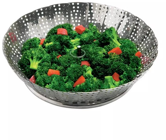 Steamer Basket - Steamer Basket Set - 2-Piece - Vegetable Steamer - Foldable - Stainless Steel - Ø24 cm & Ø28 cm - Silver