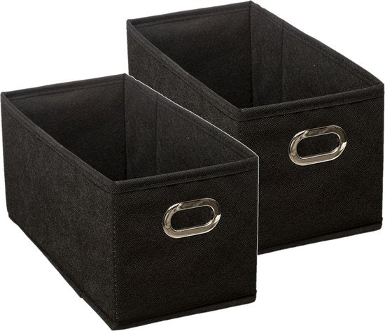 5Five opbergmand zwart, set van 2 – linnen kastmand 7 liter, 31 x 15 x 15 cm