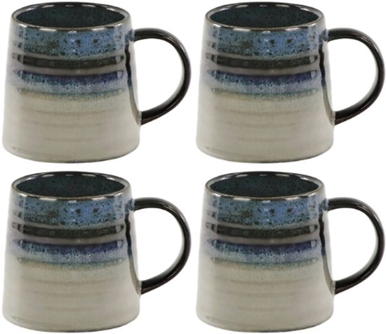 MPLCo Ombres koffiemokken set van 4 – navy blauw en grijs, 400 ml