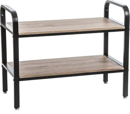 5Five schoenenrek voor 6 paar schoenen – metaal en MDF, zwart, 71,5 x 57,5 cm
