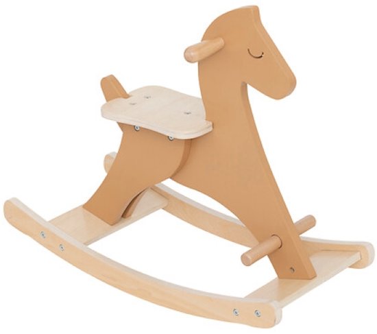 Houten schommelpaard bruin – rocking horse vanaf 1 jaar, 64 x 30,8 x 54,5 cm