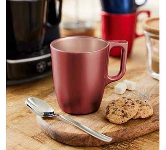 Glazen koffiemokken rood, set van 6 – Red Astral mok van 250 ml – foto 2