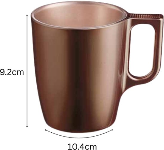 Glazen koffiemokken set van 6 – moderne mok 250 ml, chocoladebruin – foto 2